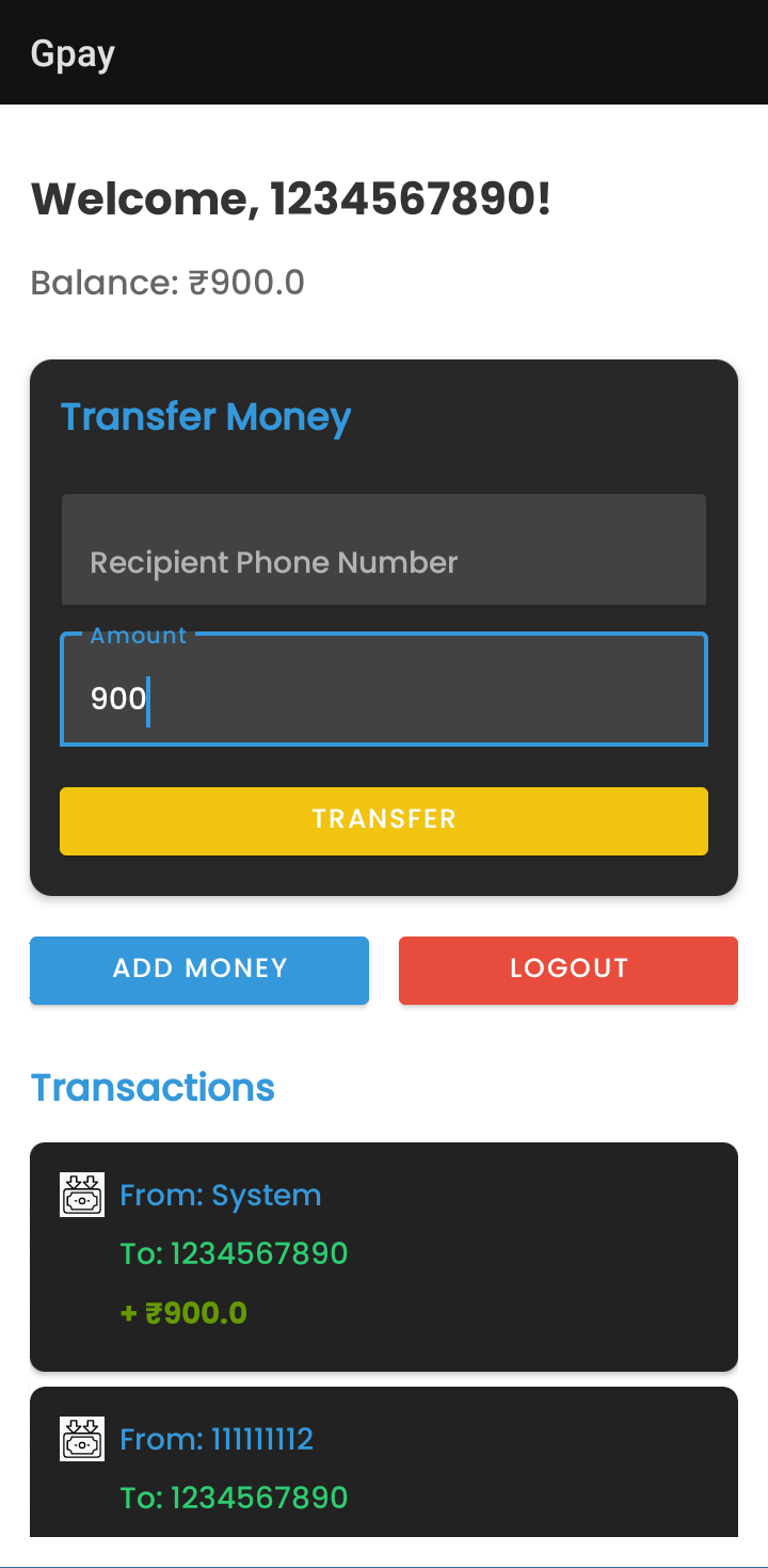 Add Money System Screenshot